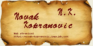 Novak Kopranović vizit kartica